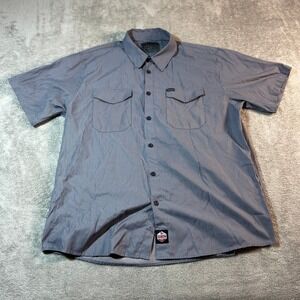 Dixxon Workforce Shirt Men's 3XL Gray Striped Work Short Sleeve Button Up Casual